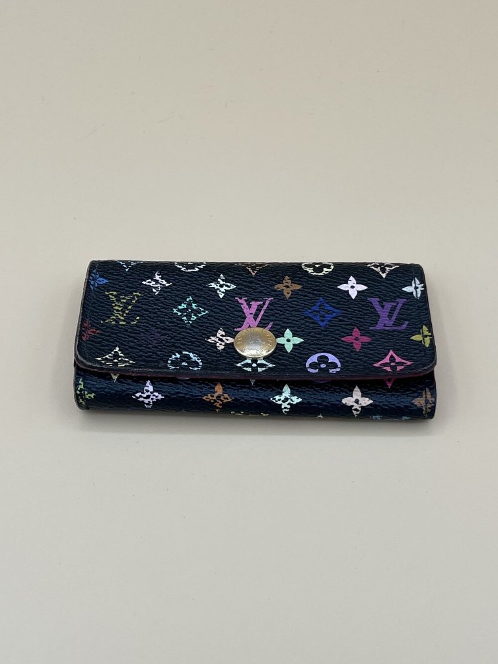 Louis Vuitton Multicolor Monogram Key Holder Wallet Black Leather